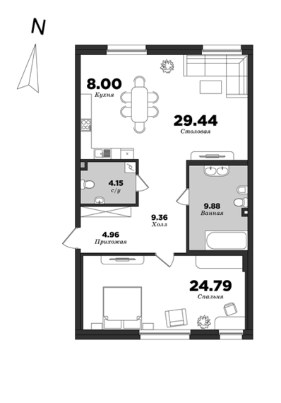 Prioritet, 1 bedroom, 90.58 m² | planning of elite apartments in St. Petersburg | М16